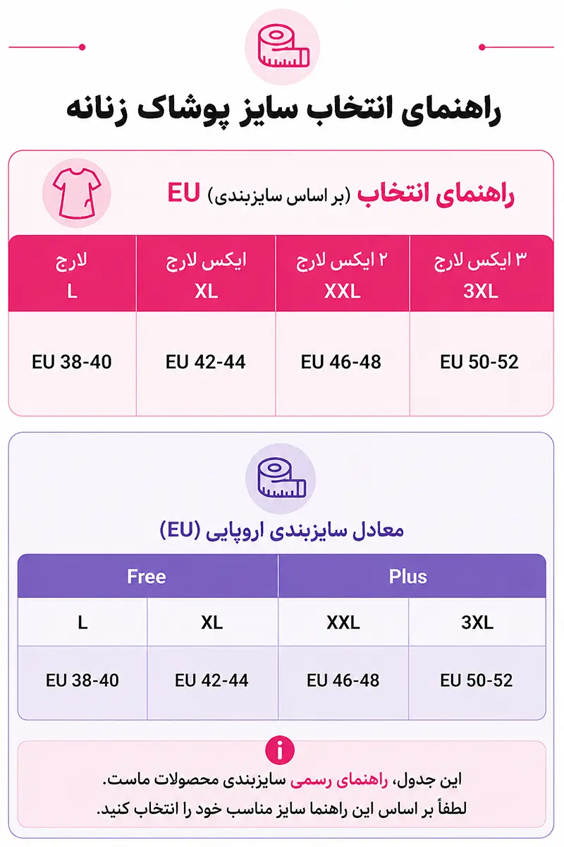 راهنمای انتخاب سایز